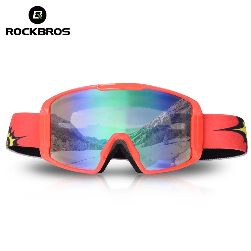 ROCKBROS двухслойные лыжные очки Анти туман UV400 сноуборд ПК объектив большая маска