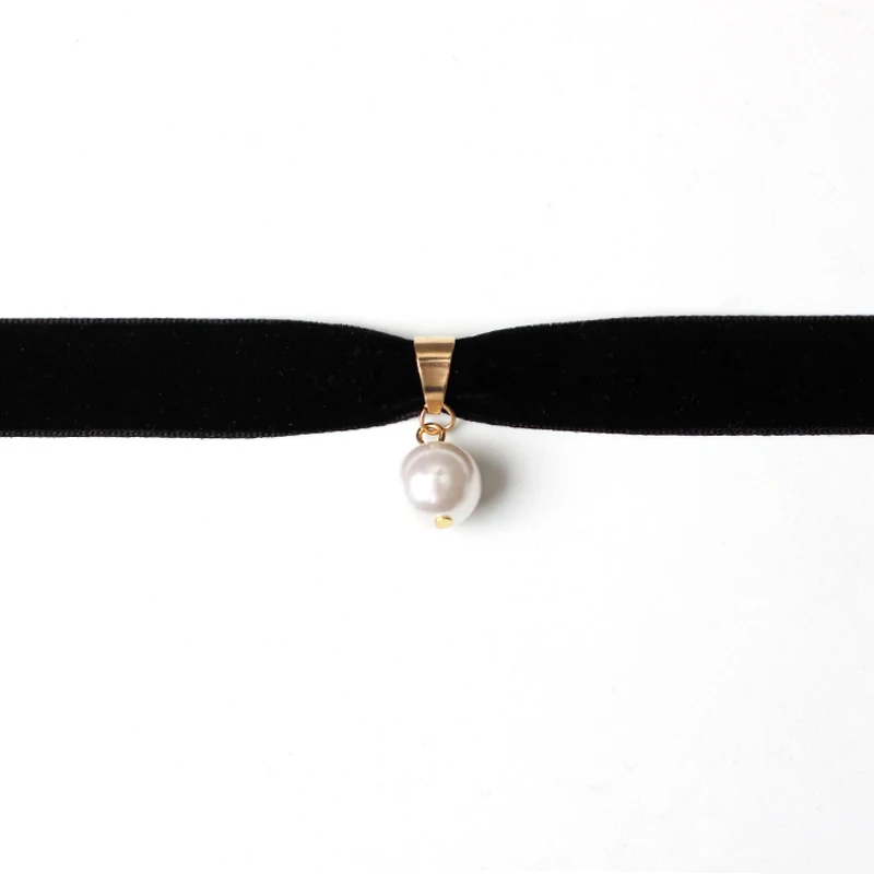 Black Velvet Chain Choker Necklace with Bead Pendant Women Fashion Party Jewelry Collares Mujer Collier Ras Du Cou | Украшения и