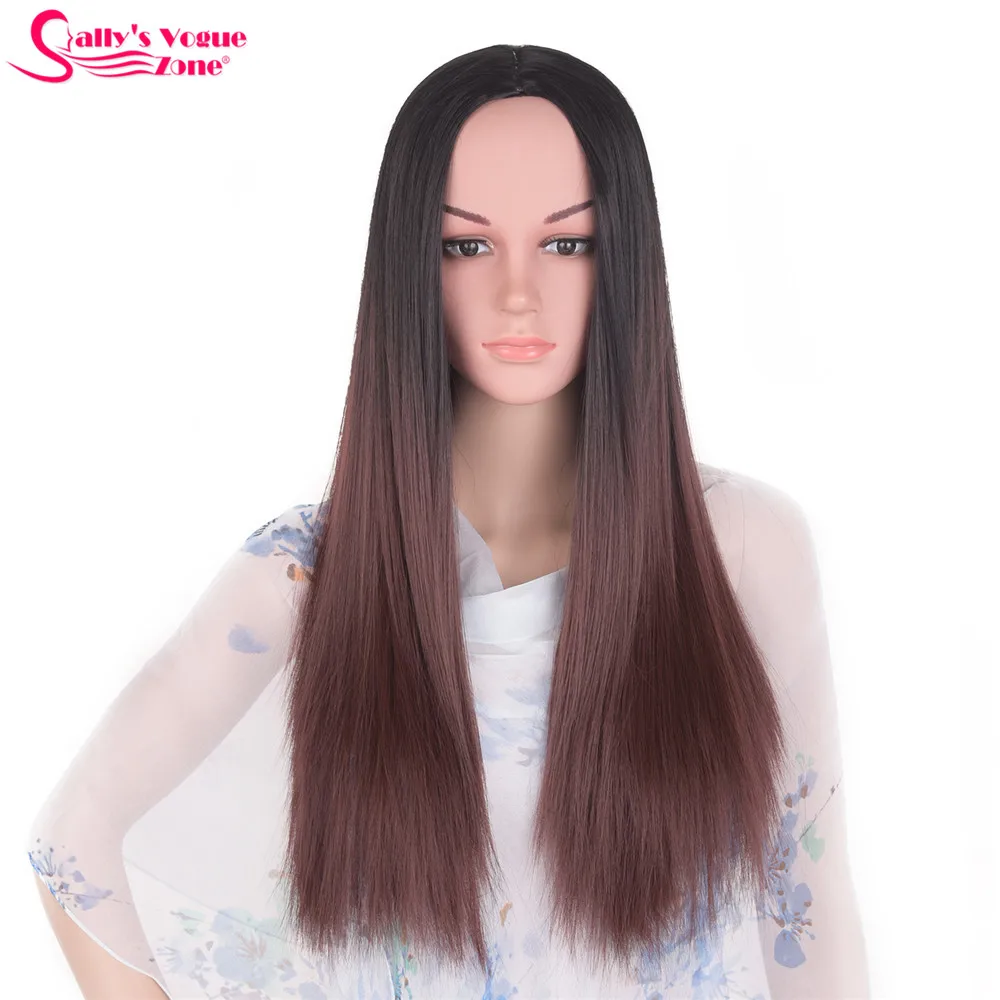 Sallyhair термостойкие 24 дюймов длинные волнистые косплей синтетические парики 280 г Омбре черный серый фиолетовый парик без кружева для женщин