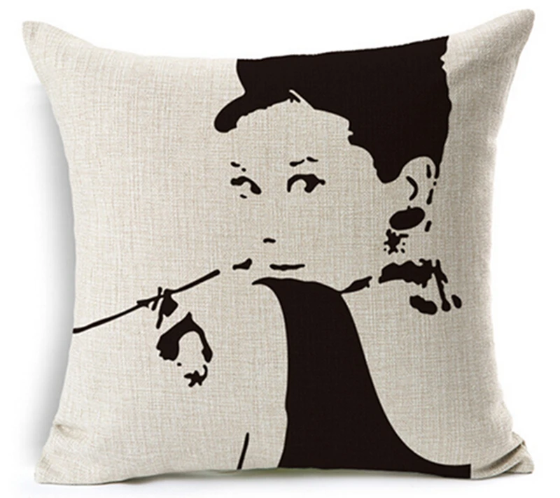 4 шт./лот эскизные звезды Одри Хепберн модные Хлопковые наборы подушек для дивана