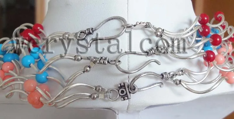 Розовый коралл 6 мм посеребренное ожерелье трубы | Украшения и аксессуары