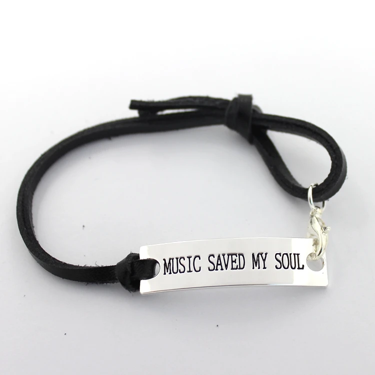 17 см вдохновляющая Цитата &quotмузыка спасла мою голову&quot серебряный браслет с