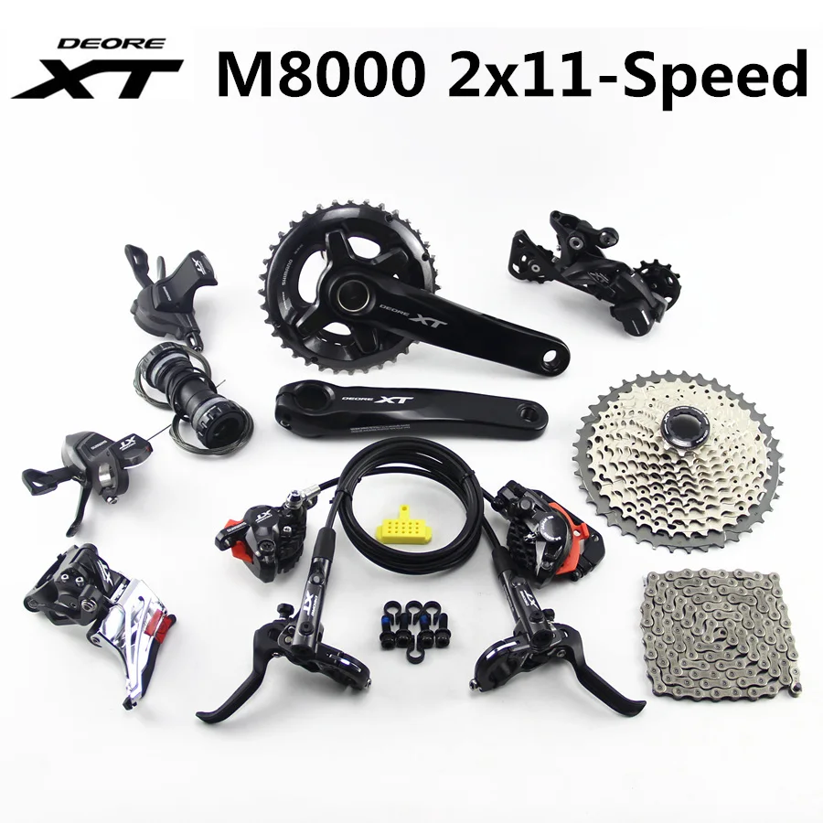 SHIMANO DEORE XT M8000 Groupset 26-36T 28-38T 170 175 мм шатун горный велосипед 2x11-скоростной 40T 42T 46T M8000 переключатель тормоза