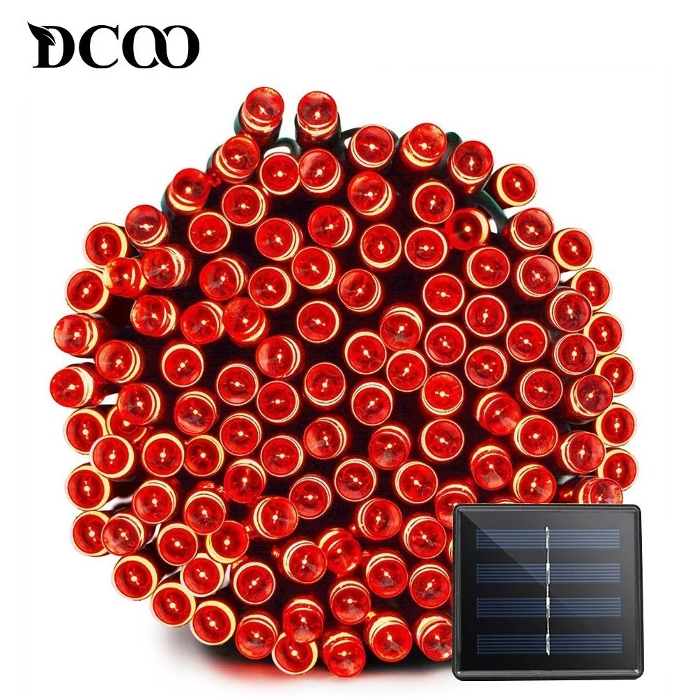 Red Солнечного света строки 50/100/200 светодиодный 8 режимов солнечные Xmas крытый огни Водонепроницаемый Звездное Рождество светодиодная гирлянда - Испускаемый цвет: Red