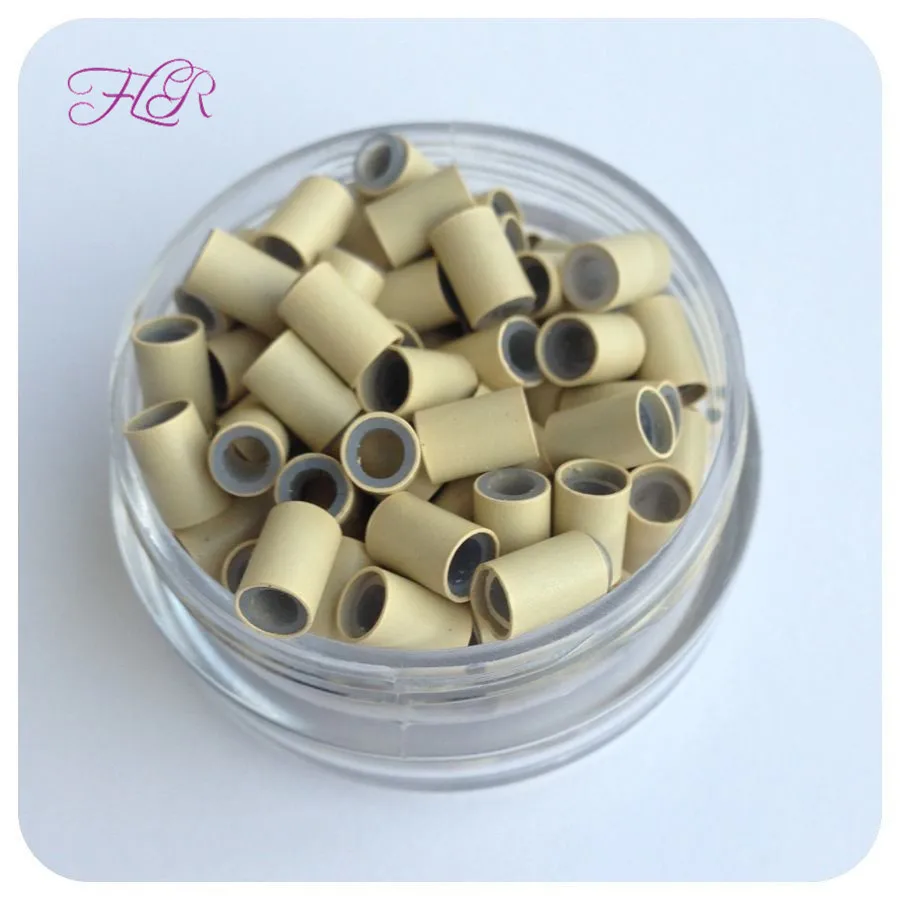 

1000Units Copper Silicone Tube Micro Ring for I Bonded Tip Hair Extensions 4.0x3.0x4.0mm Micro Ring With Silicone LIne