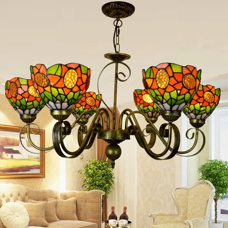 Европейская простая средиземноморская стеклянная люстра белого цвета Тиффани