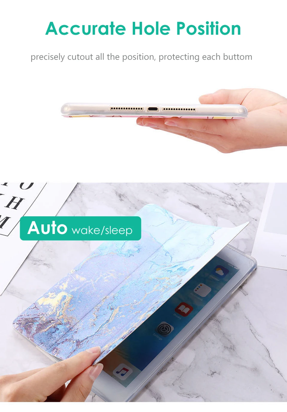 Для iPad mini 5/Air 3 чехол с мраморной текстурой TPU кожаный смарт-чехол для iPad Чехол Air 1/2 Mini 2 3 4 Pro 10,5 Автоматический Режим сна