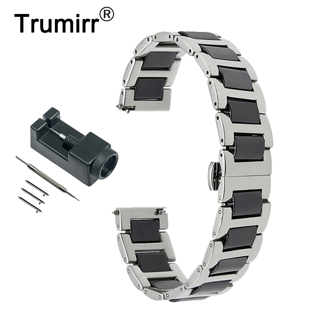 Ремешок из керамики и нержавеющей стали для наручных часов быстросъемный