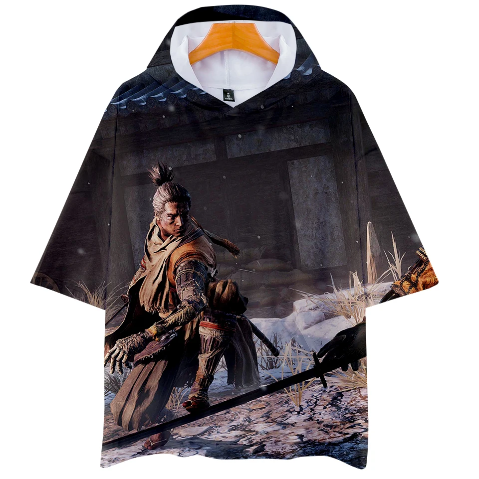 Мужская одежда Harajuku 3d футболка с капюшоном Sekiro аниме хип-хоп футболка Летняя с коротким рукавом Мужская Уличная одежда размера плюс