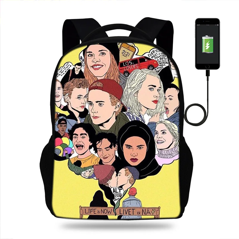 Повседневное SKAM ТВ серии для женщин рюкзаки Usb зарядка студент Bookbag колледж