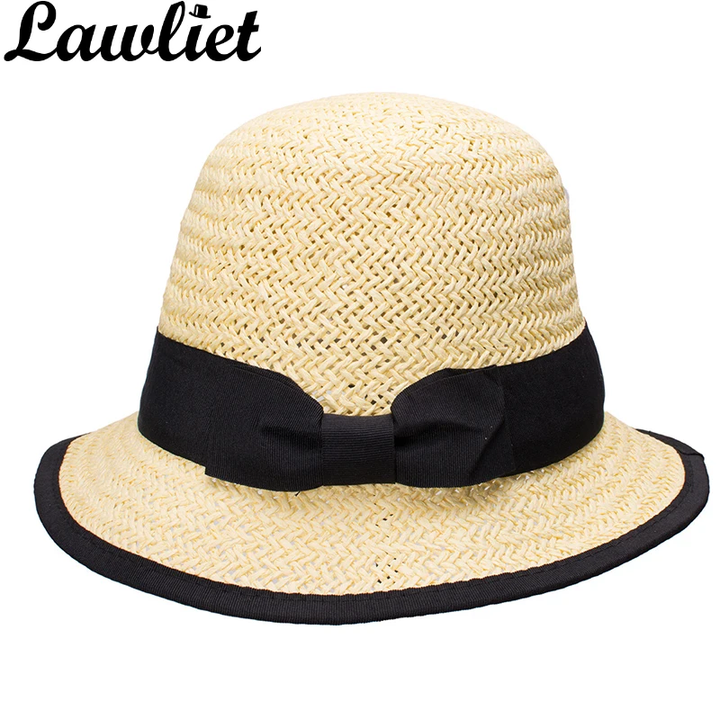 Lawliet женские шляпы от солнца бумажная соломенная шляпа Cloche ведро солнцезащитная