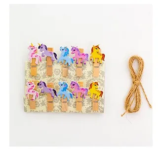 10 pieces/lot) Cute Cartoon Color Small Wooden Clip Hanging DIY Photo Small Clip Wooden Cartoon Photo Clip - Цвет: 2