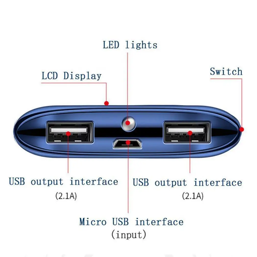 Новинка 30000 мАч Внешний аккумулятор внешний повербанк 2 USB LCD портативное зарядное