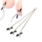 CamaTech металла 3 в 1 зажимы для сосков + Зажимы для половых губ с длинной цепью Нержавеющаясталь грудь, клитор зажимы Для женщин флирт Секс-игрушки