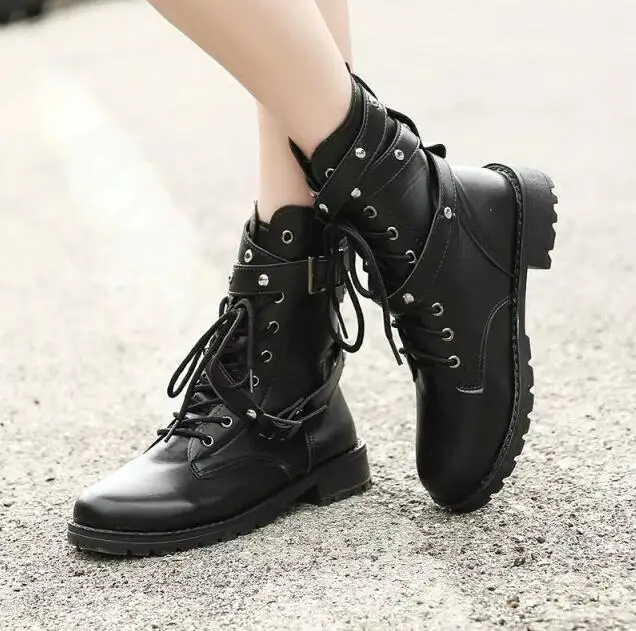 Мотоциклетные ботинки XDA винтажные боевые осенние сапоги женские байкерские