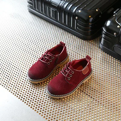 Wine red MHYONS/Новинка года; Лидер продаж; детская обувь для мальчиков; Трехцветная кожаная обувь на плоской подошве; нескользящие водонепроницаемые кроссовки для мальчиков и девочек; студенческий городок - Цвет: Wine red