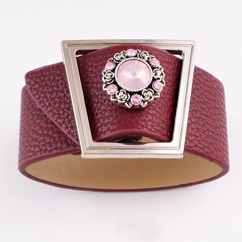 fashion DIY 18mm PU leather Snap button jewelry bracelet GIRLS Women BR2305 | Украшения и аксессуары