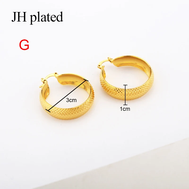 G JHplated Арабская Мода 24K серьги-кольца для женщин/девушек золотого цвета ювелирные изделия Ближний Восток Африка Эфиопский лучшие подарки Вечерние - Окраска металла: G