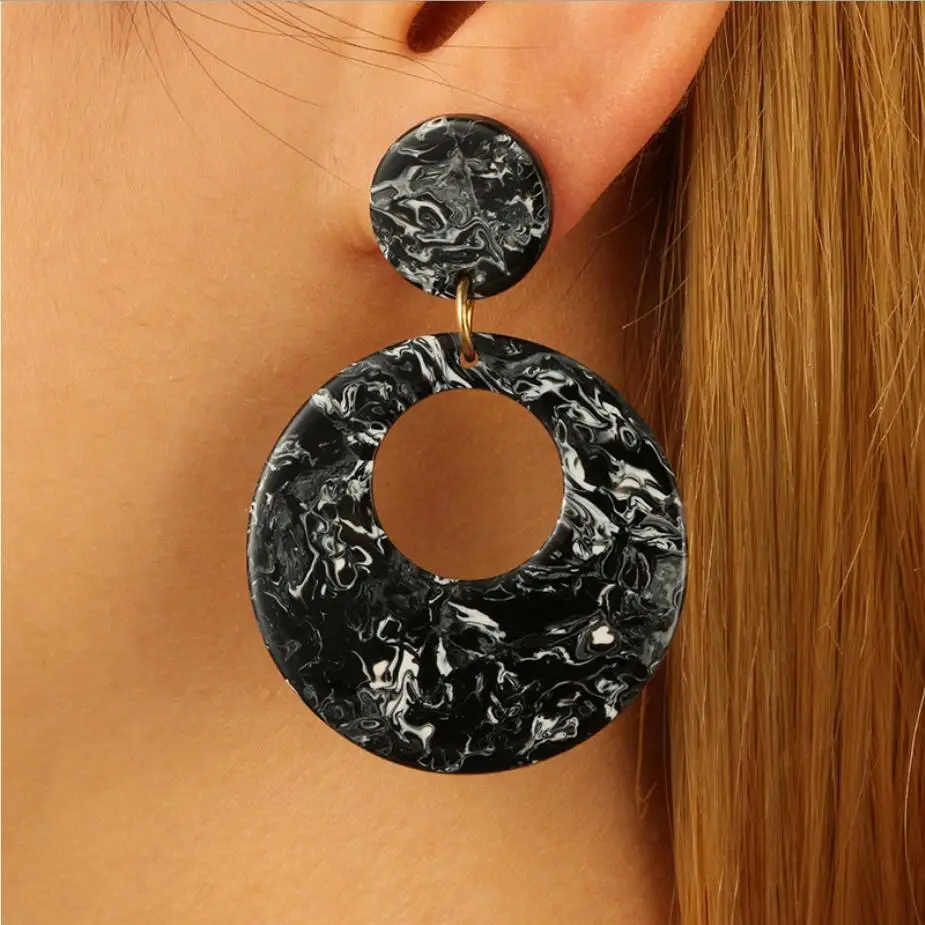 5 цветов трендовые геометрические акриловые круглые кольца серьги для женщин