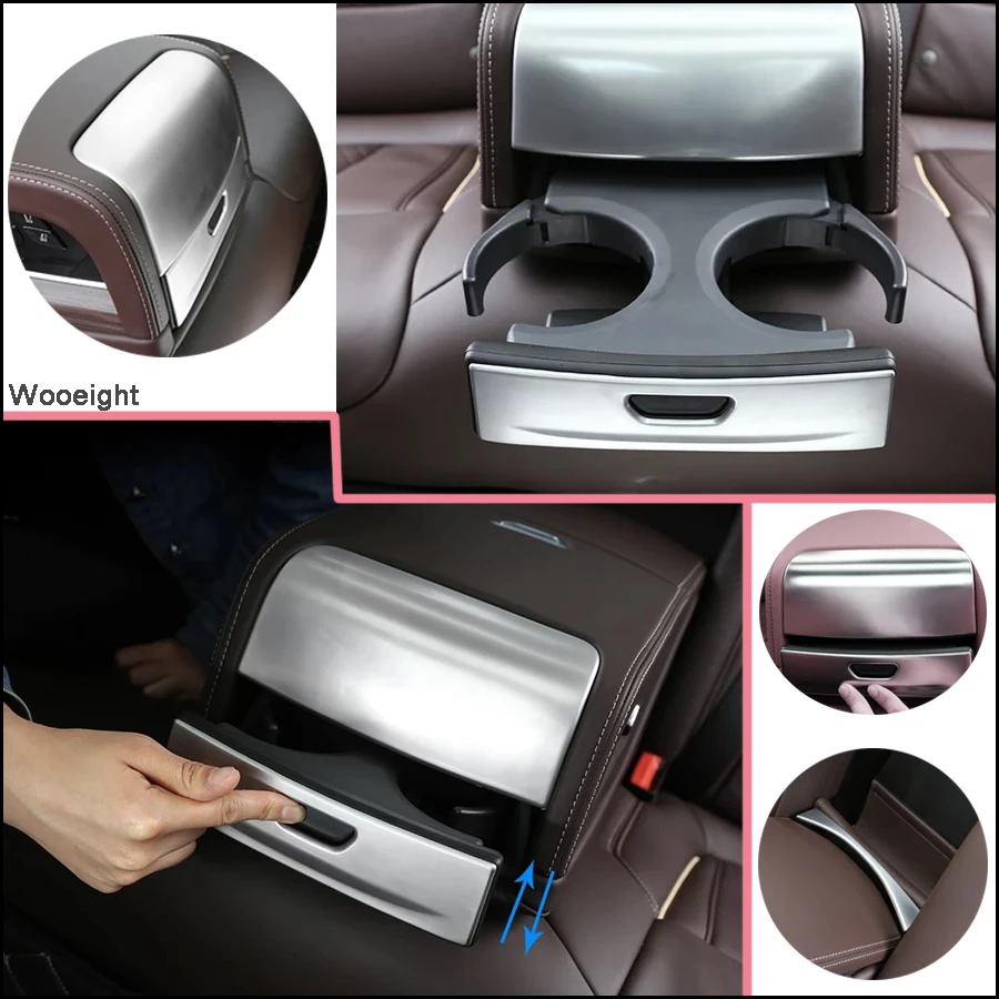 

3Pcs High Quality ABS Chrome Plated Car Rear Armrest Cup Holder Cover Trim Fit for BMW 5 Series G30 2018+ Car Styling Accessory