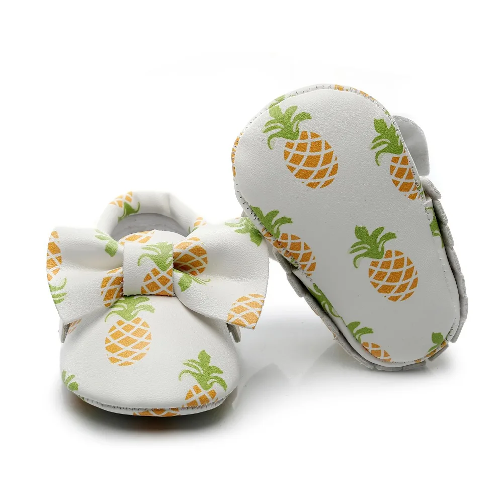 

2020 Fruit Printing Soft Sole Baby PU Leather Shoes Fringe Baby Toddlers Moccasins Newborn Fruit Print Prewalking Casual Shoes
