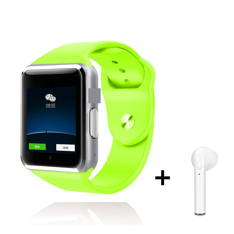 Green A1 наручные часы Bluetooth Смарт часы Спорт Шагомер с sim-камерой Smartwatch С подарочной коробкой для Android iPhone PK iwo 8 GT08 V8 - Цвет: Green