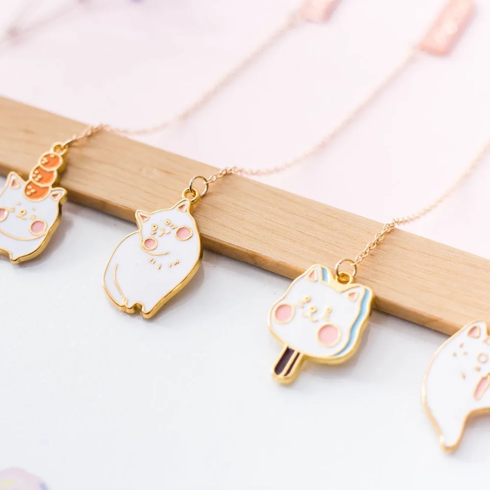 4 шт./компл. Kawaii Белый котенок кошка металлические закладки брелок держатель книги открытка подарок канцелярские принадлежности