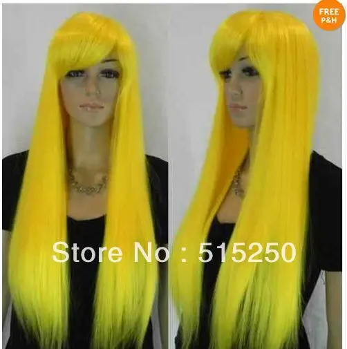 NEW WOMEN&quotS Yellow LONG STRAIGHT FULL WIG |