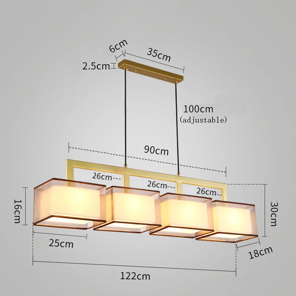 Golden 4 heads A HGhomeart современный минималистский прямоугольная люстра Nordic светильник 110 v-220 v Светодиодный Потолочный подвесной светильник E27 потолочный светильник s - Цвет корпуса: Golden 4 heads A