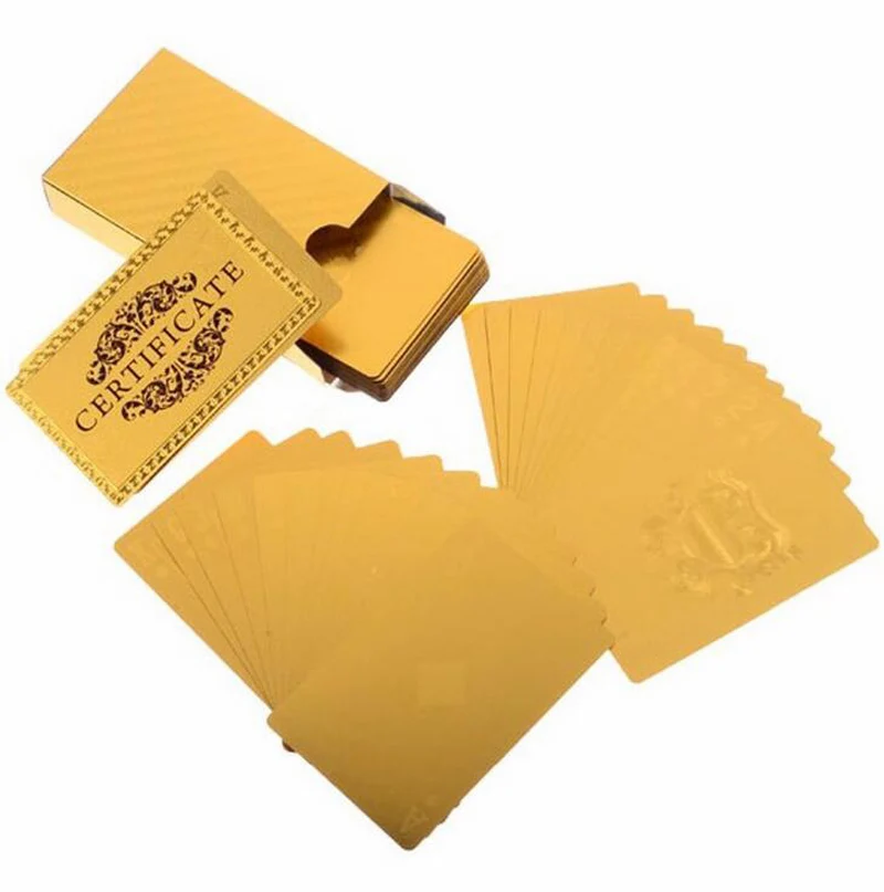 Прочные водонепроницаемые пластиковые игральные карты Золотая фольга покер