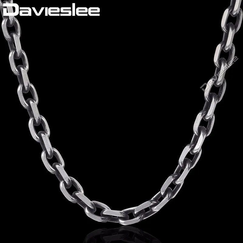 Davieslee срезанная кабельная цепочка на шею для мужчин нержавеющая сталь Gunmetal тон Мужчины s ожерелье s цепи модное ювелирное изделие подарок 6 мм DKN498
