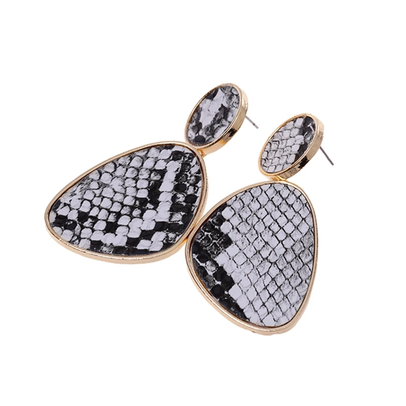Junlead Fashion Unique design Boho Vintage gold Metal Pendant Drop Oorbellen Snake Skin Print Dangle Earrings For Women Jewelry | Украшения