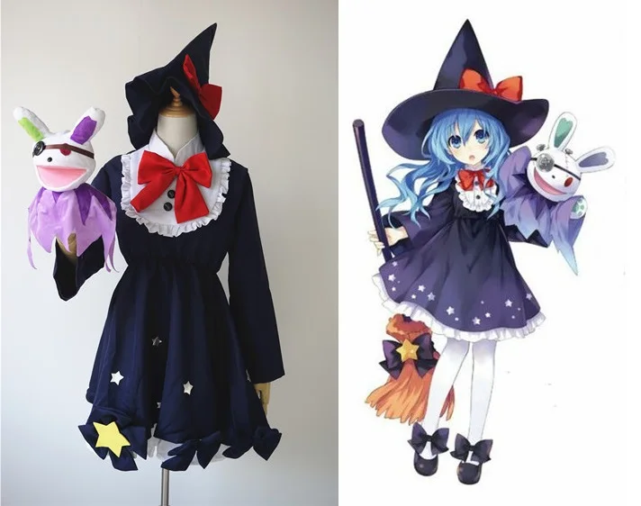 Anime Date A Live Yoshino Cosplay Witch Dress+Plush Toy Halloween Costumes for Women S XL/Custom Any Size|halloween costume|witch dresscostume women
