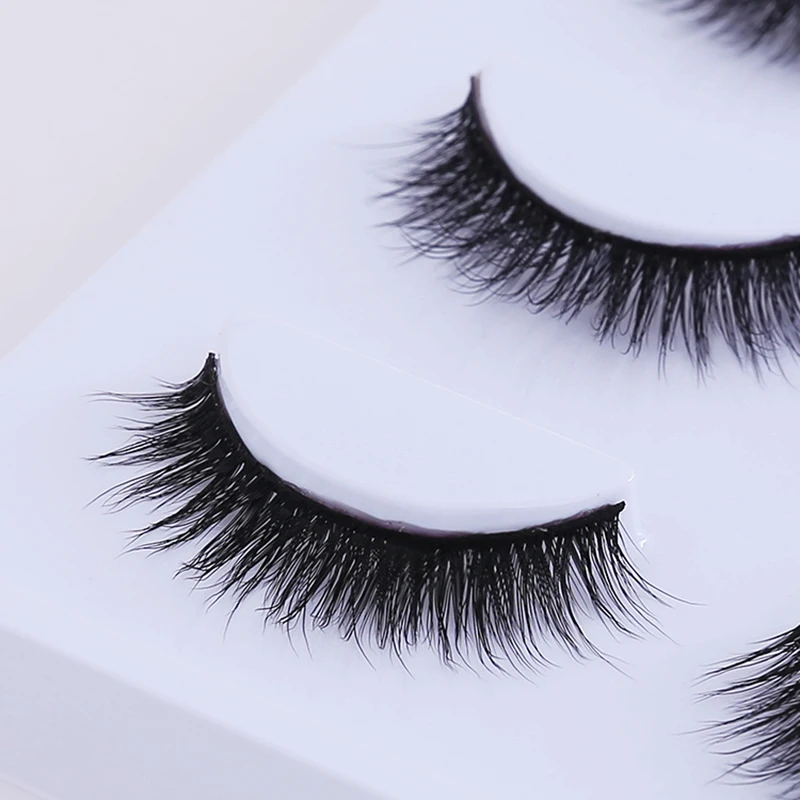 3 пар природных Накладные ресницы расширение Немагнитный 3D ресниц Lash Макияж