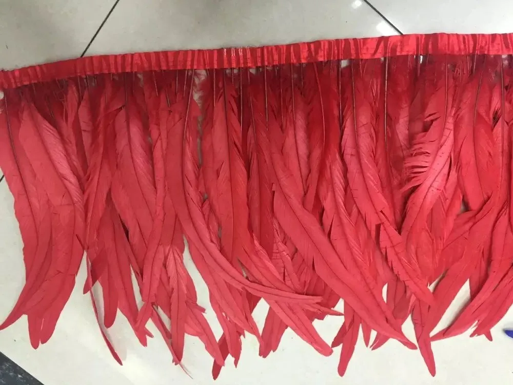 

Free Shipping New Design 10Yards/lcolor Rooster Coque Tail Fringes 30-35cm Sewing On Rooster Feather Trimming/Ribbon 12 colors
