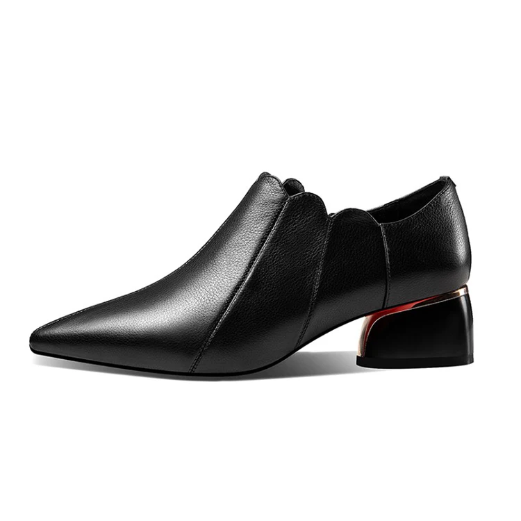 MLJUESE 2019 women pumps Soft Cow leather autumn spring black color slip on pointed toe high heels shoes party dress size 33-42 | Обувь