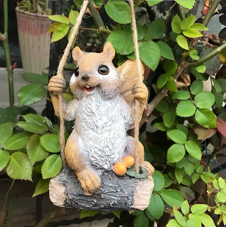 

50% off,Swing Squirrel Garden Decoration Villa Courtyard Kindergarten Estate Shop Ornaments Simulation Animal Micro Landscape