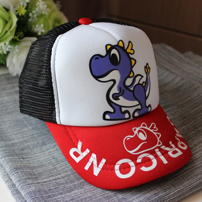 

Fashion New Summer Children Dinosaur Baseball Caps Letter Mesh Cap Outdoor Casual Shade Hats Boys Girls Age 2-8 Years