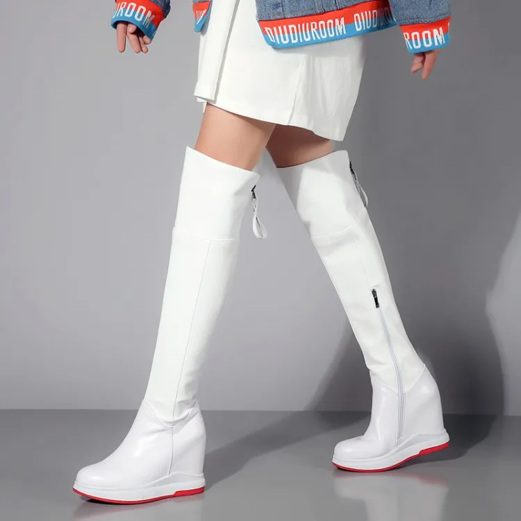 Женские облегающие высокие сапоги Модные женские ботфорты из натуральной кожи