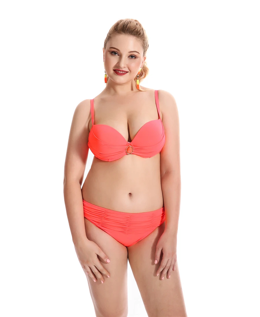 Майка с сердцем 2XL-6XL размера плюс, Одноцветный бикини, комплект бикини, пуш-ап, купальник для женщин, купальник, плюс размер, пляжный купальник для купания