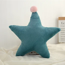 Dark green star Плюшевая подушка в форме короны, сердца, Луны, звезды, треугольника, полностью набивная подушка из искусственного меха кролика, подушка для женщин и девочек, диван-кровать, розовый, белый - Цвет: Dark green star