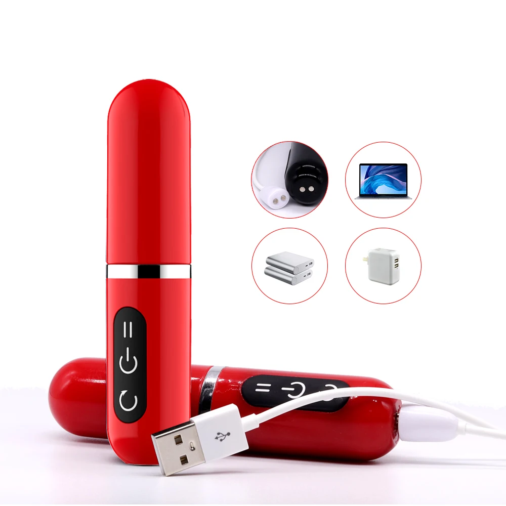 Мини Губная помада вибратор USB зарядка пуля Стимулятор клитора эротический