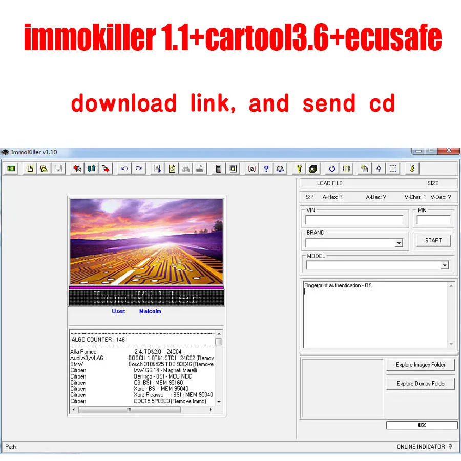 IMMO KILLER V1.1+ программное обеспечение для автомобильного инструмента Cartool V3.6 для Immo и сброса подушки безопасности+ ECUSafe - Цвет: send cd