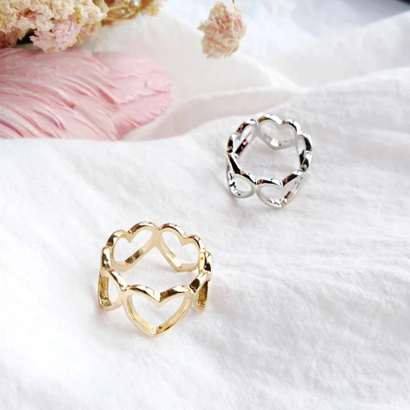 Кольцо из сплава в форме сердца гладкий минималистичный студенческий