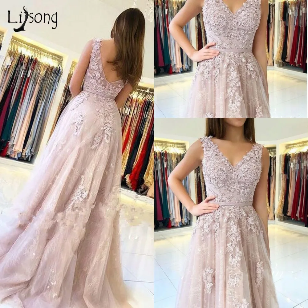 Женское кружевное вечернее платье длинное с аппликацией двойным V образным