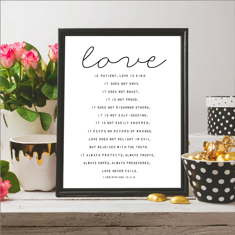 Цельный Черный и белый цвета персонажа картина с цитатой Love is пациента wall art