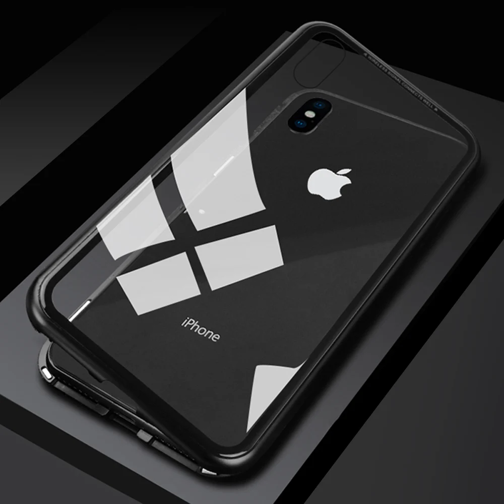 Caseier магнитной адсорбции чехол для iPhone X XS MAX XR задняя Стекло принципиально для iPhone X, 8, 7, 6s 6 Plus чехол Capinha Couque - Цвет: Classical Black