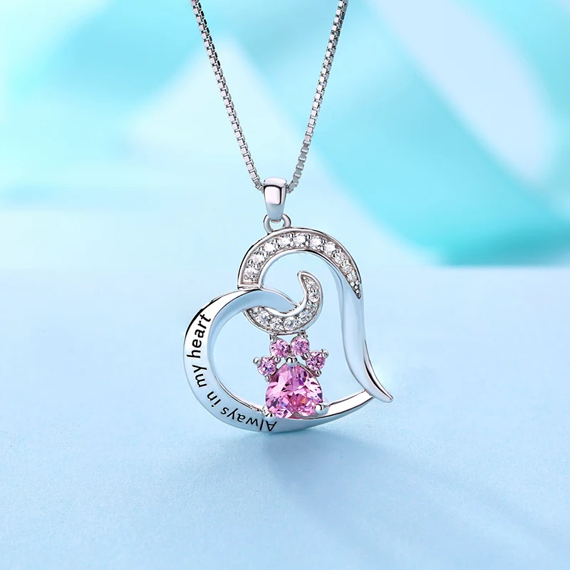 Wholesale Custom Paw Print Jewelry &quotAlways In My Heart&quot Birthstone Memorial Dog&ampCat Necklace | Украшения и аксессуары