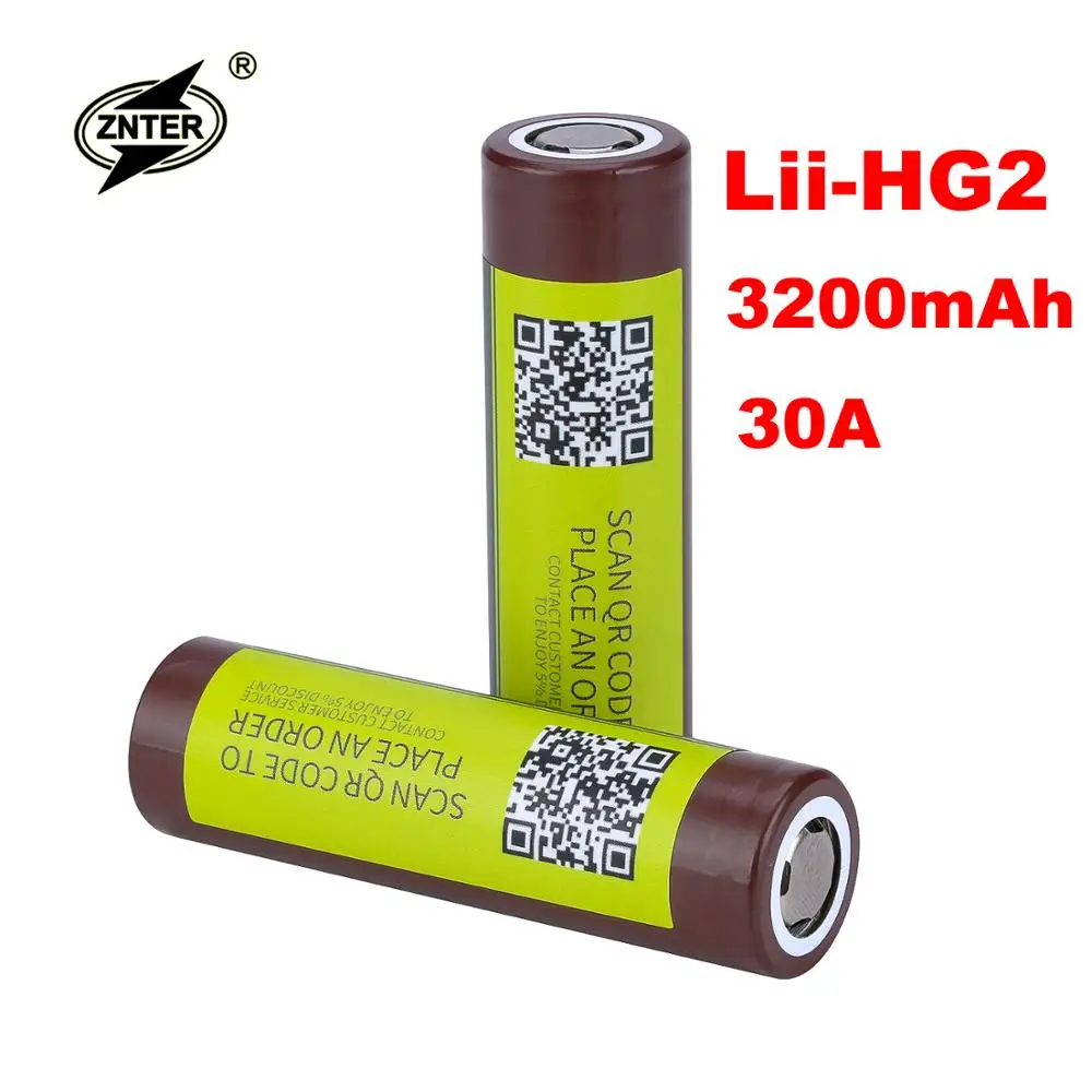 ZNTER Lii HG2 18650 3000 мАч перезаряжаемый аккумулятор для электронных сигарет Высокая