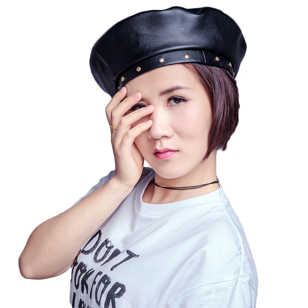 JOEJERRY кожаный берет женский чёрный берет французская шляпа Harajuku корейский стиль береты шапки для Для женщин девочек Boina Feminina